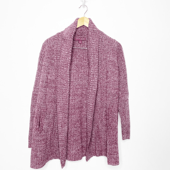 BAREFOOT DREAMS COZY CHIC LITE Montecito Cardi Cardigan 494 Plum WOMENS SMALL s - Picture 2 of 6